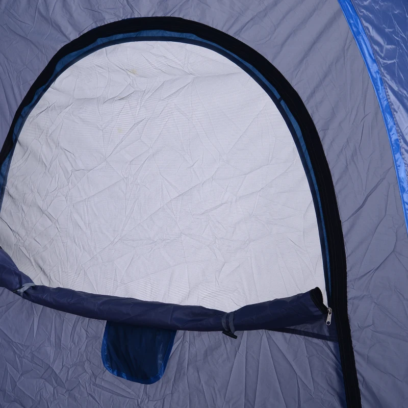 Outsunny 4 Person Pop Up Camping Tent Quick Setup Automatic Hydraulic Family Travel Tent w/ Windows Doors Carry Bag, Blue