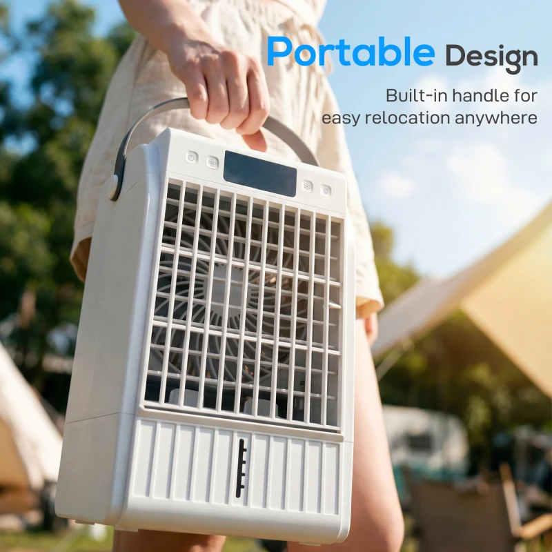 HOMCOM Portable Air Conditioner, 4-in-1 Mini Air Cooler with 4 Wind Speed, 2 Mist Mode, RGB 7 LED Light