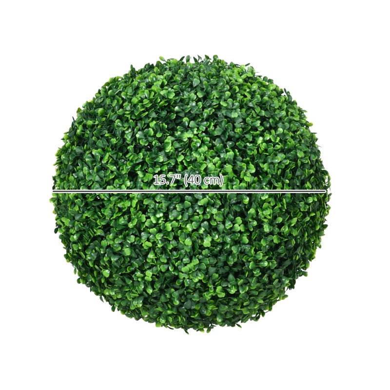HOMCOM 2 Pack Artificial Tree Boxwood Topiary Balls, 15.7 Inch