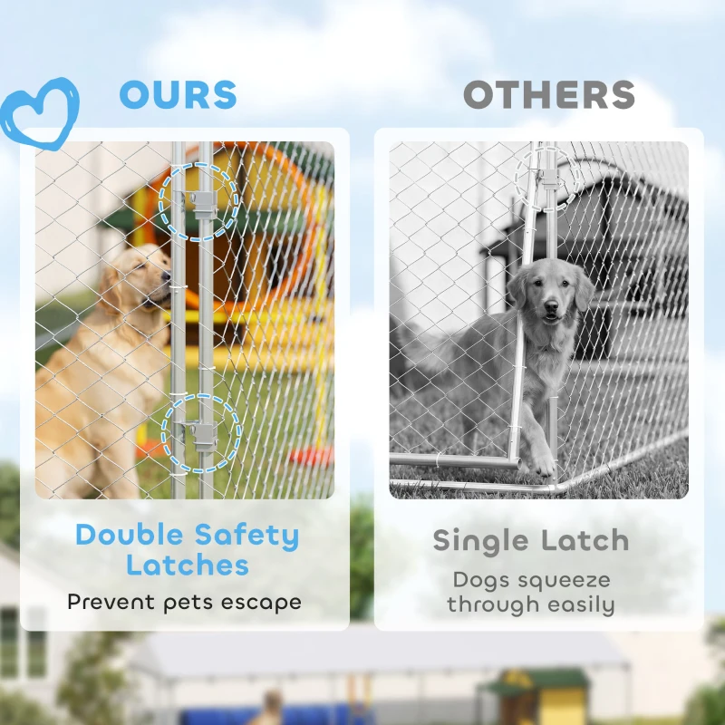 PawHut 20' x 7.5' x 5' Dog Kennel Outdoor for Large Dogs with Waterproof Roof, Silver