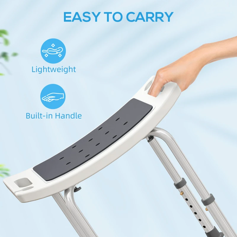 HOMCOM Height Adjustable Shower Chair Padded Bath Seat for Senior,