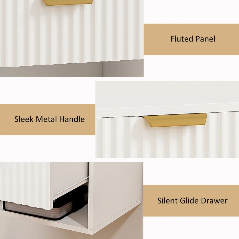 HOMCOM Floating Nightstands, Wall Mounted Bedside Tables Set of 2 with Drawer and Open Shelf, White