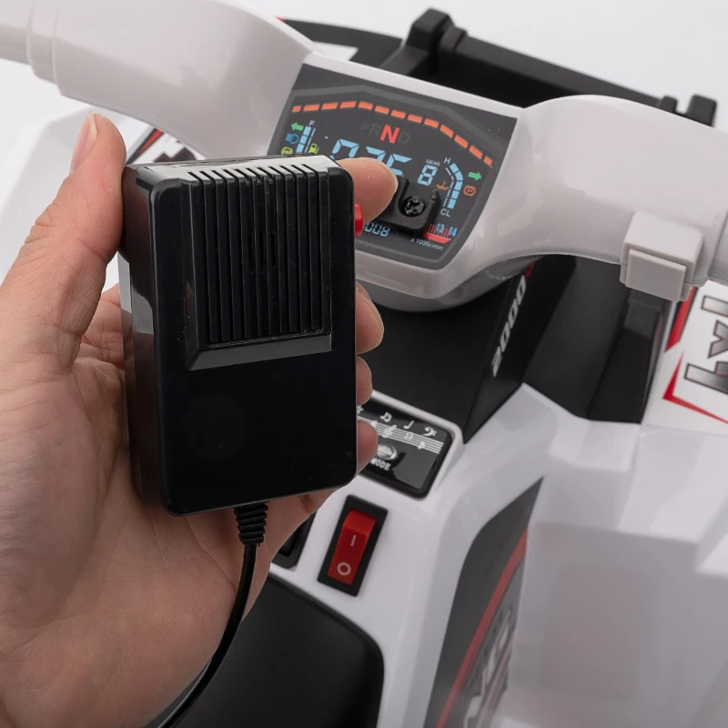 Aosom 6V Electric Toy Car with Back Trailer, Forward Backward, Wear-Resistant Wheels for Ages 18-36 Months, White