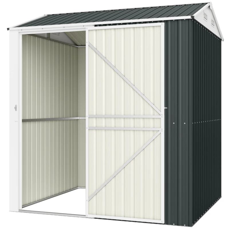 Outsunny 7' x 6' Tall Outdoor Storage Shed, Waterproof Metal Garden Shed with Gloves, Lockable Door, Dark Grey
