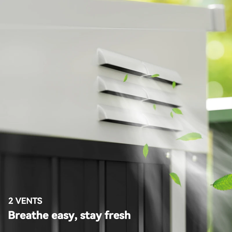 Outsunny 4' x 8' Outdoor Storage Shed Lean to Shed Outdoor Metal Tool Shed with Lockable Door and Air Vents, Dark Grey