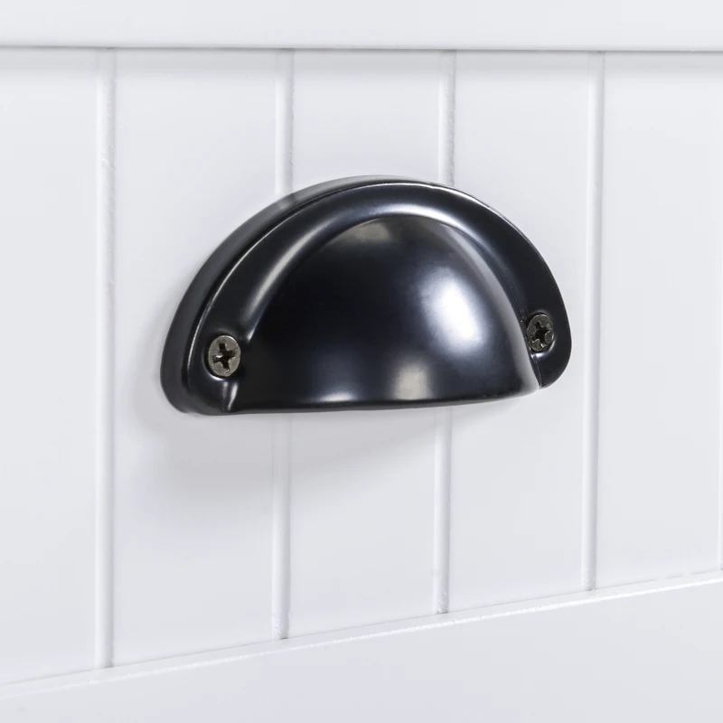 HOMCOM 36" Fluted-Style Wooden Kitchen Island with Storage Cabinet and Drawer, Butcher Block Island for Dining Room, White