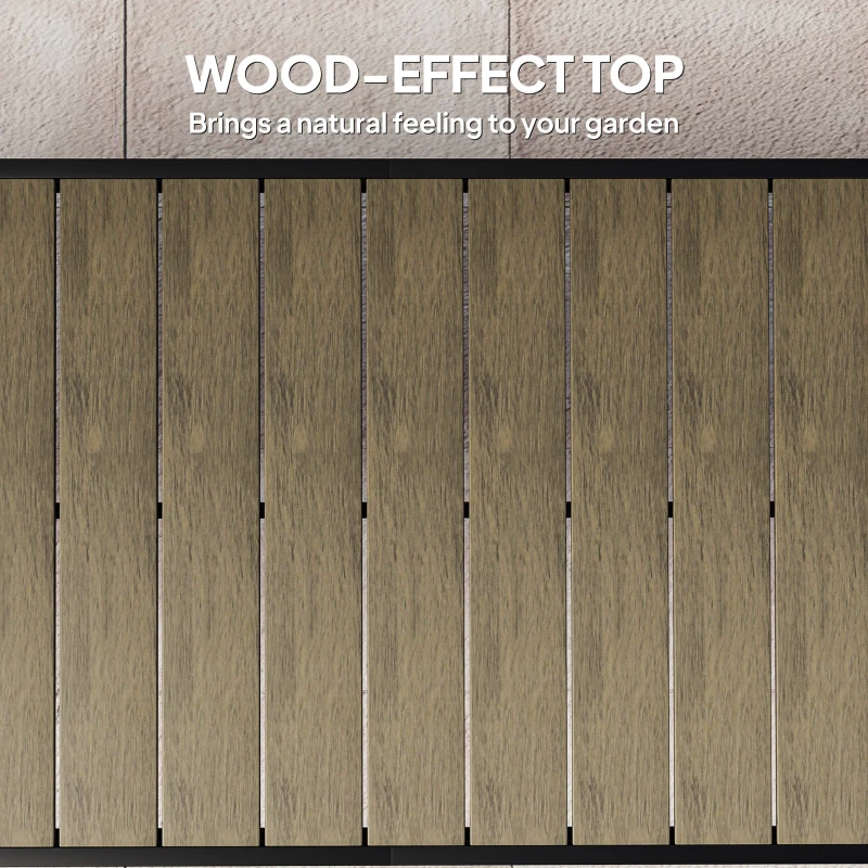 Outsunny Patio Dining Table for 8, Rectangular Aluminum Outdoor Table for Garden Lawn Backyard, Natural