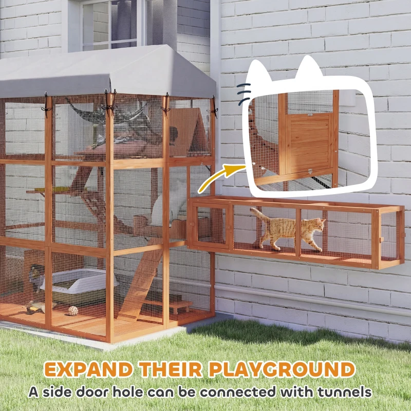 PawHut 81"H Catio Outdoor with Floor to Prevent Escaping & Easy Cleaning, for 2-4 Cats Kittens, Orange