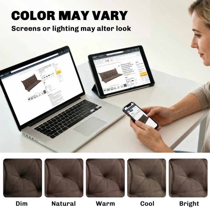 Outsunny 3-Seater Outdoor Bench Swing Chair Replacement Cushions for Patio Garden, Coffee