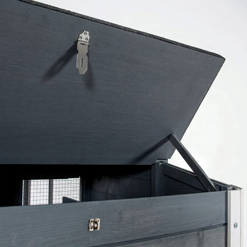 PawHut 84" Wooden Chicken Coop, Hen House Outdoor with Run Nesting Box, Asphalt Roof, Removable Tray, Ramp, Poultry Cage for 2-3 Chickens, Gray(m-15)