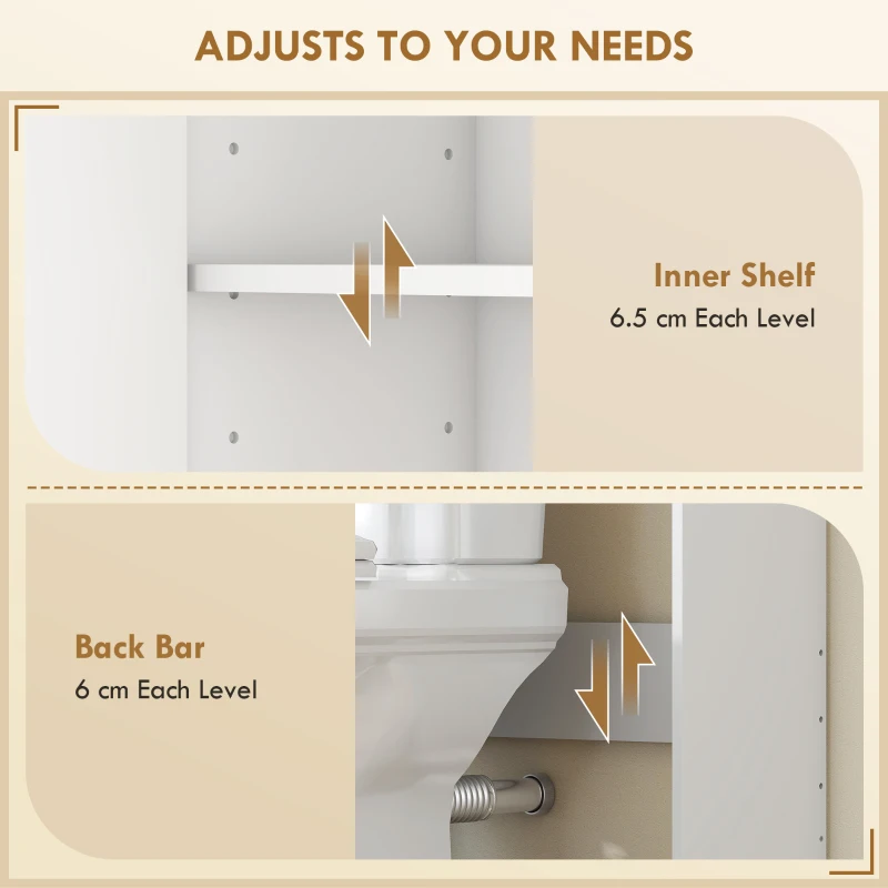HOMCOM Over the Toilet Storage Shelf Adjustable Shelf Over the Toilet Storage Cabinet for Bathroom White and Oak