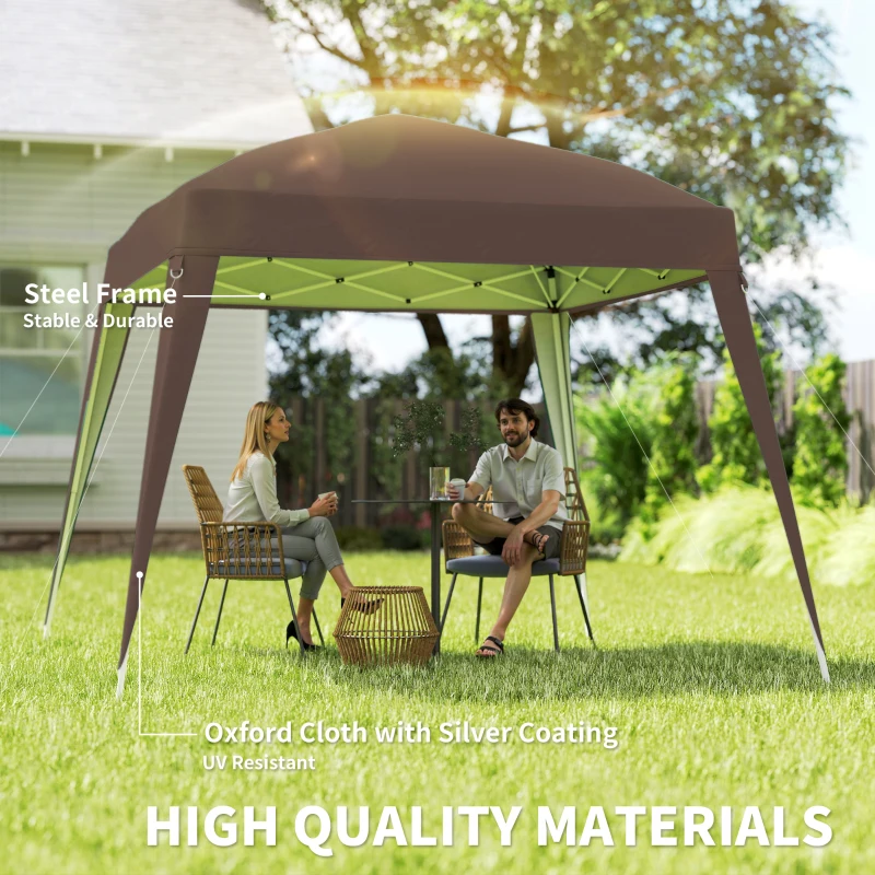 Outsunny 8' x 8' Pop Up Canopy, Outdoor Folding Tent, Portable Party Tent with Carrying Bag for Camping, Party, Picnic, Coffee