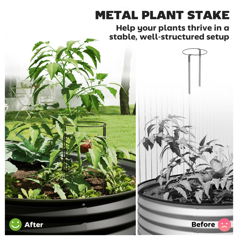 Outsunny 5' x 3' x 1' Large Outdoor Planter Box, Galvanized Raised Garden Bed with Metal Plant Stake, Black