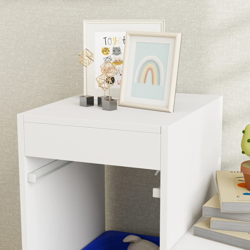 Qaba 3 Layers Toy Storage Organizer Kids Bookshelf Children Toy Storage w/ 6 Plastic Bins, Yellow & Blue