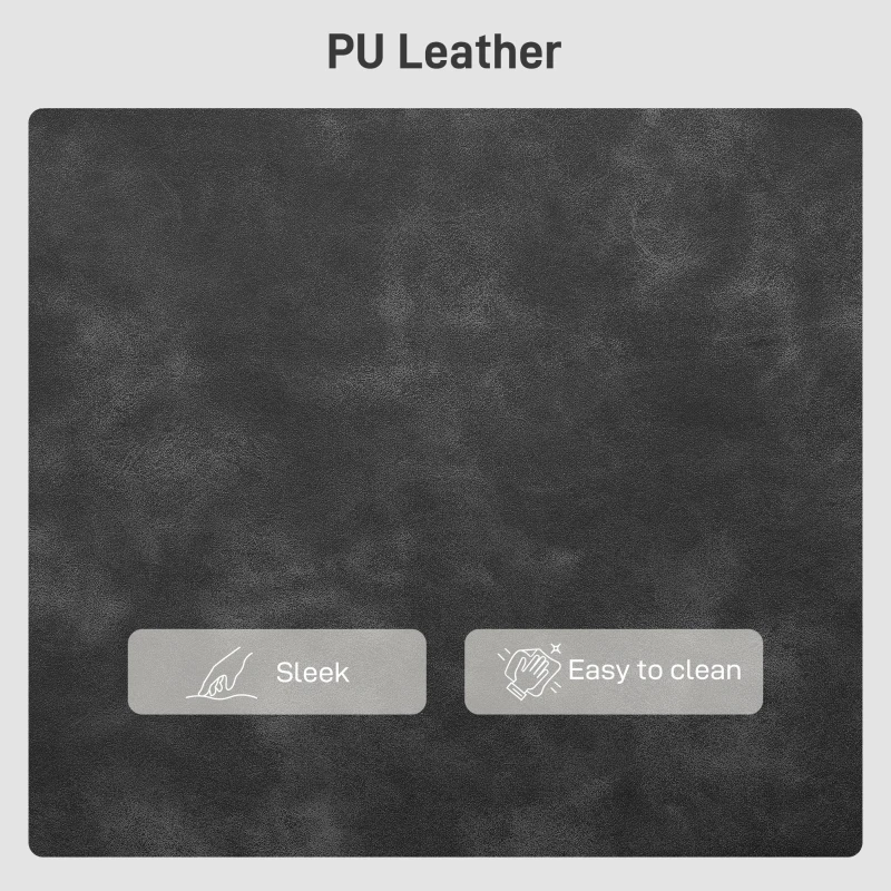 HOMCOM 55" Loveseat Sofa, Small 2 Seater Couch with Solid Wood Legs, Modern PU Leather Upholstered Sofa for Small Spaces, Grey