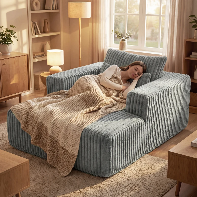 HOMCOM Sofa Bed, Sleeper Chair Bed with Pillow, Single, Grey