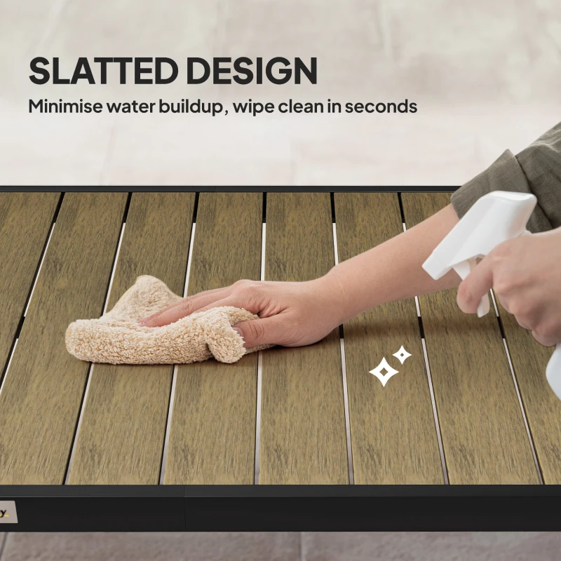 Outsunny Patio Dining Table for 8, Rectangular Aluminum Outdoor Table for Garden Lawn Backyard, Natural