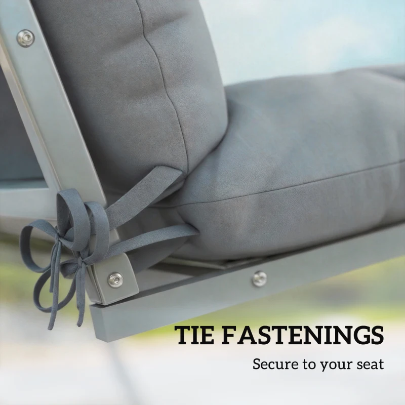 Outsunny 4-Piece Back and Seat Cushion Pillows Replacement and Pillows, Patio Chair Cushions Set with Ties, Light Grey