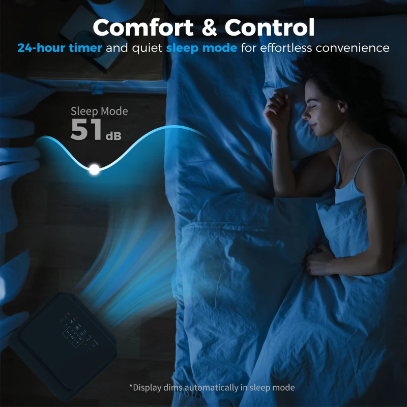 HOMCOM 10000 BTU Portable 4-in-1 Air Conditioner with Cool, Dehumidifier, Fan, Sleep, WiFi Voice Remote Control, Black