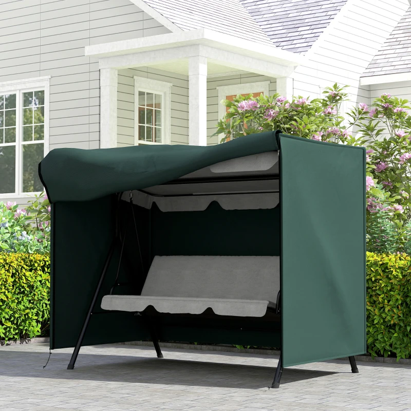 Outsunny 3-Seater Patio Swing Cover, Outdoor Garden Furniture Protection Hammock Glider Cover, 81" x 49" x 65", Dark Green