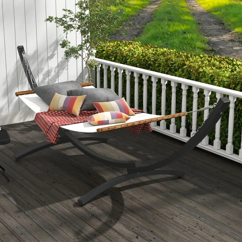 Outsunny 12' Hammock Stand with Steel Frame, Hammock Chair Stand Only for Garden, Camping, Picnic, Outdoor, Patio, Grey