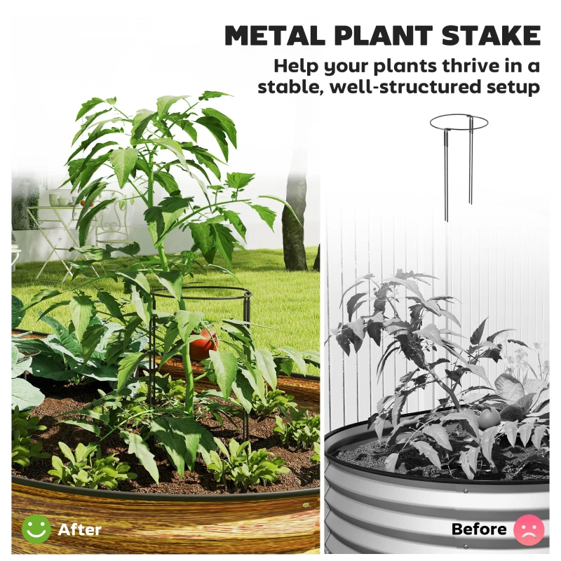 Outsunny 7' x 3' x 1' Large Outdoor Planter Box, Galvanized Raised Garden Bed with Metal Plant Stake, Brown