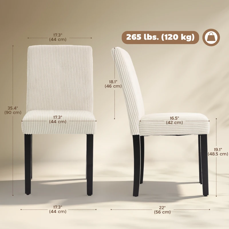 HOMCOM Modern Dining Chairs Set of 4, Kitchen Chairs with Rubberwood Legs and Padded Seat, Beige