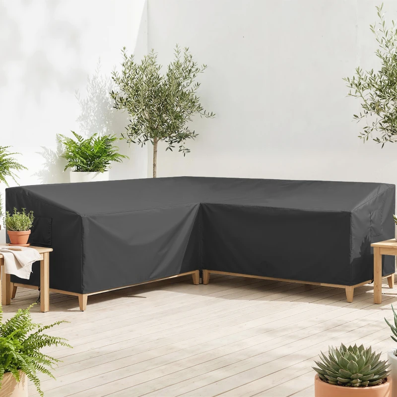 Outsunny V-Shaped Patio Furniture Cover, Waterproof Outdoor V-Shaped Sectional Sofa Cover with Air Vent, 105" x 105", Black