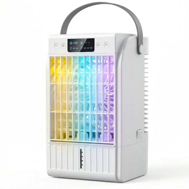 HOMCOM Portable Air Conditioner, 4-in-1 Mini Air Cooler with 4 Wind Speed, 2 Mist Mode, RGB 7 LED Light