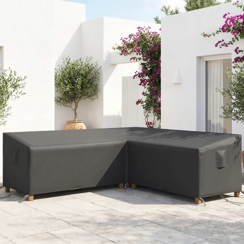 Outsunny V-Shaped Patio Furniture Cover, Waterproof Outdoor V-Shaped Sectional Sofa Cover with Air Vent, 105" x 105", Black