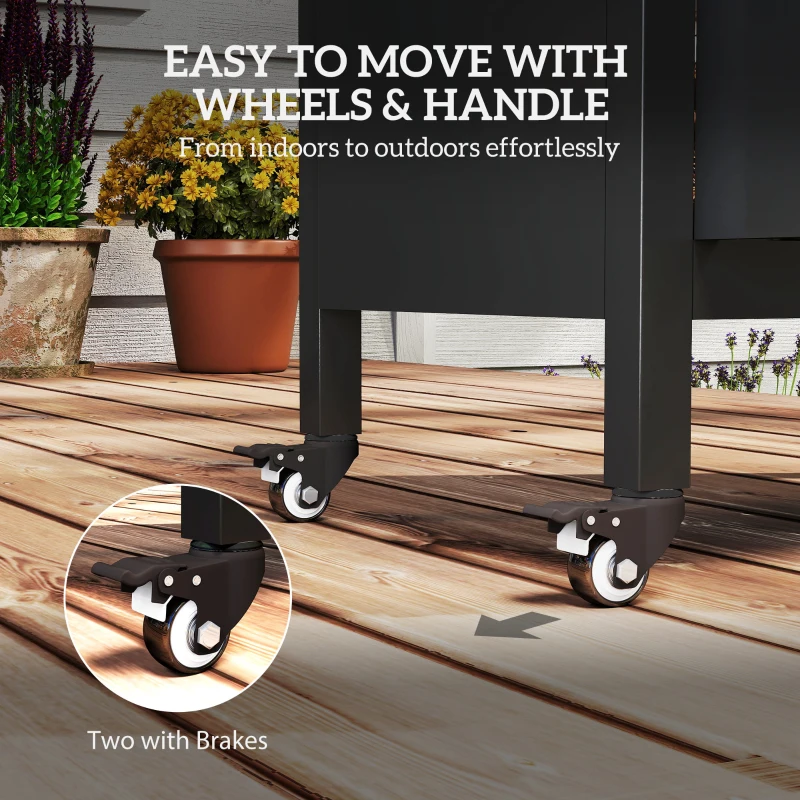 Outsunny Outdoor Grill Cart Table with Foldable Side Table, BBQ Grill Stand with Stainless Steel Top & Hooks, 45.7"x19.7", Black