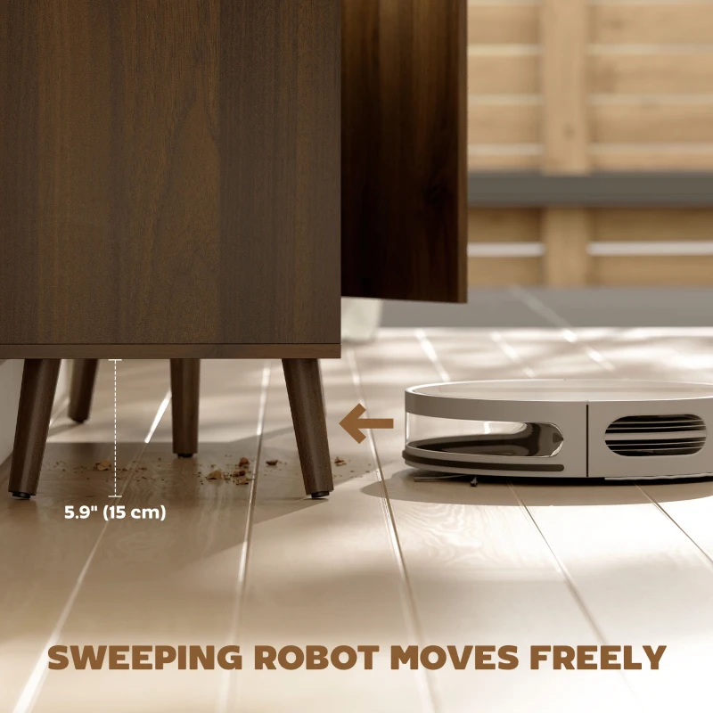 HOMCOM Buffet Cabinet with Storage, Modern Fluted Sideboard with Adjustable Shelves for Dining Room Living Room, Dark Brown