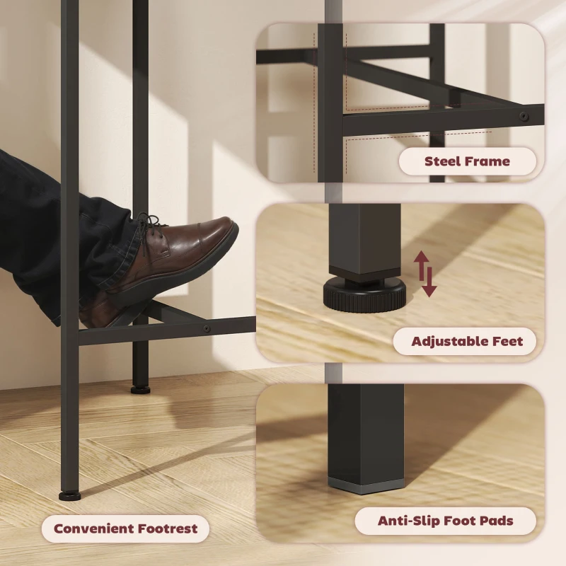 HOMCOM 3-Piece Dining Table Set for 2, Bar Table and 2 Stools for Kitchen, Living Room, Dining Room, Small Space, Natural Wood
