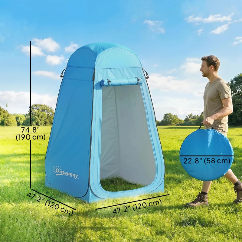 Outsunny Pop Up Shower Tent, Portable Privacy Room for Outdoor Changing, Dressing, Fishing Storage with Carrying Bag, Blue