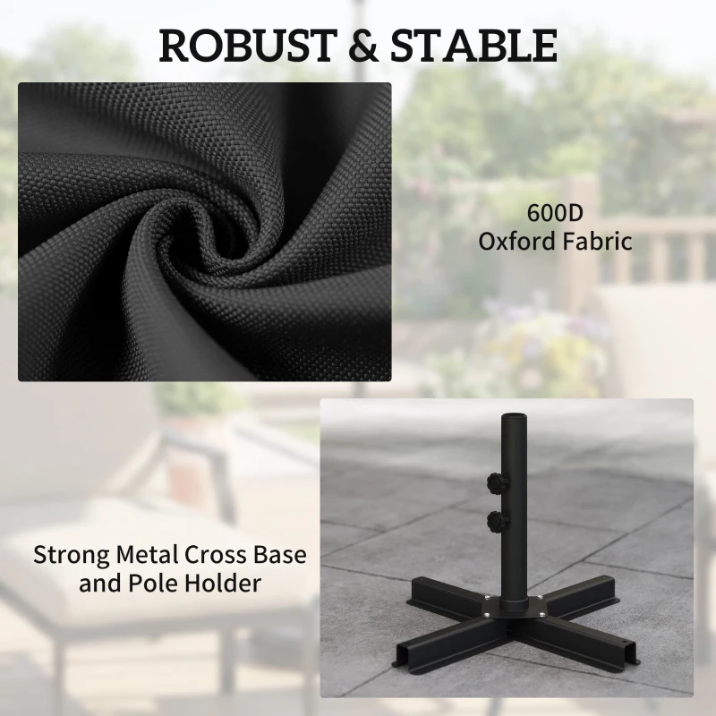 Outsunny Patio Umbrella Base Portable Outdoor Umbrella Stand for Poles 1.4"/1.5"/1.9" Black