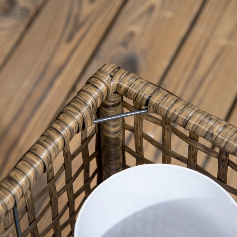 Outsunny Wicker Solar Outdoor Lamp, Decorative Floor Lamp with Auto On/Off LED Lights, IP44 for Patio, Porch, Pathway, Sand