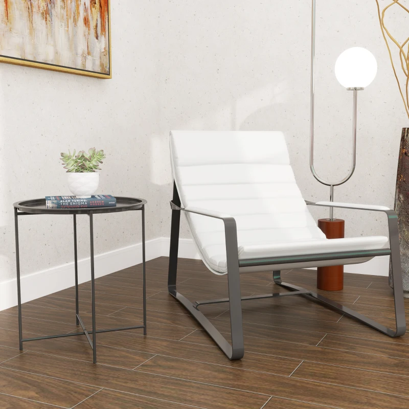 Outsunny 18" Outdoor Side Table with Removable Tray and Folding Legs, Indoor Outdoor for Balcony, Porch, Black