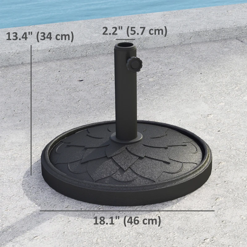 Outsunny Round Patio Umbrella Base, 26 lbs Resin Umbrella Stand Base, Heavy Duty Patio Umbrella Holder, Black