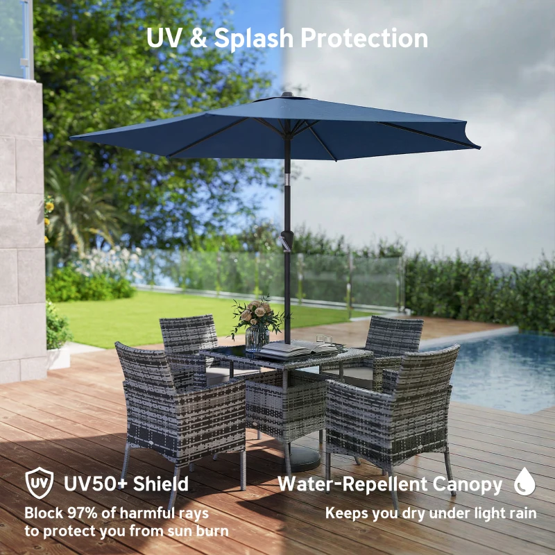 Outsunny 9FT Patio Umbrella, Outdoor Table Patio Umbrellith Tilt, Crank, 6 Ribs, UV Protection for Garden, Lawn, Deck, Backyard