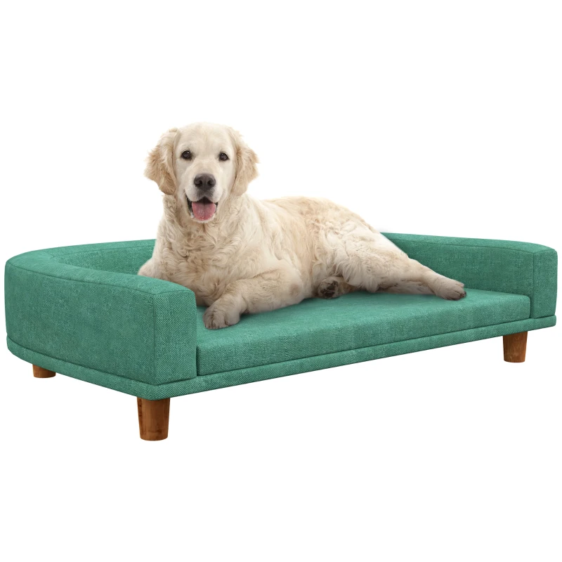 PawHut Dog Sofa for Large Dogs with Washable Cover, Anti-slip Foot Pads, Green