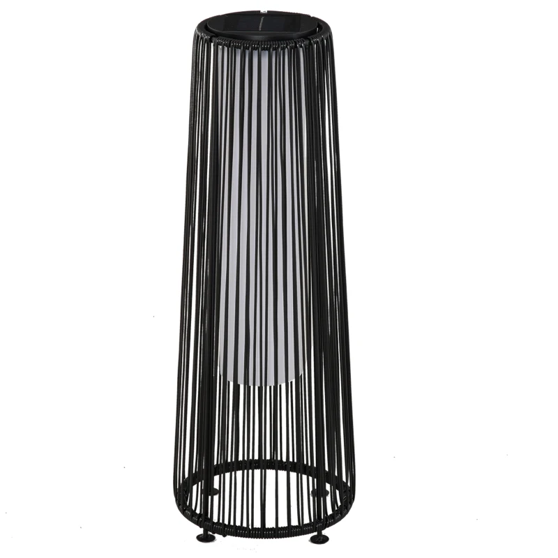 Outsunny Wicker Solar Floor Lamp, Decorative Outdoor Lamp with Auto On/Off LED Light, IP44 for Patio, Porch, Pathway, Black