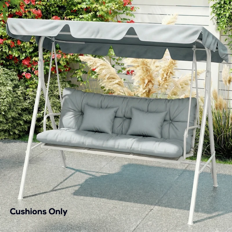 Outsunny 4-Piece Back and Seat Cushion Pillows Replacement and Pillows, Patio Chair Cushions Set with Ties, Light Grey