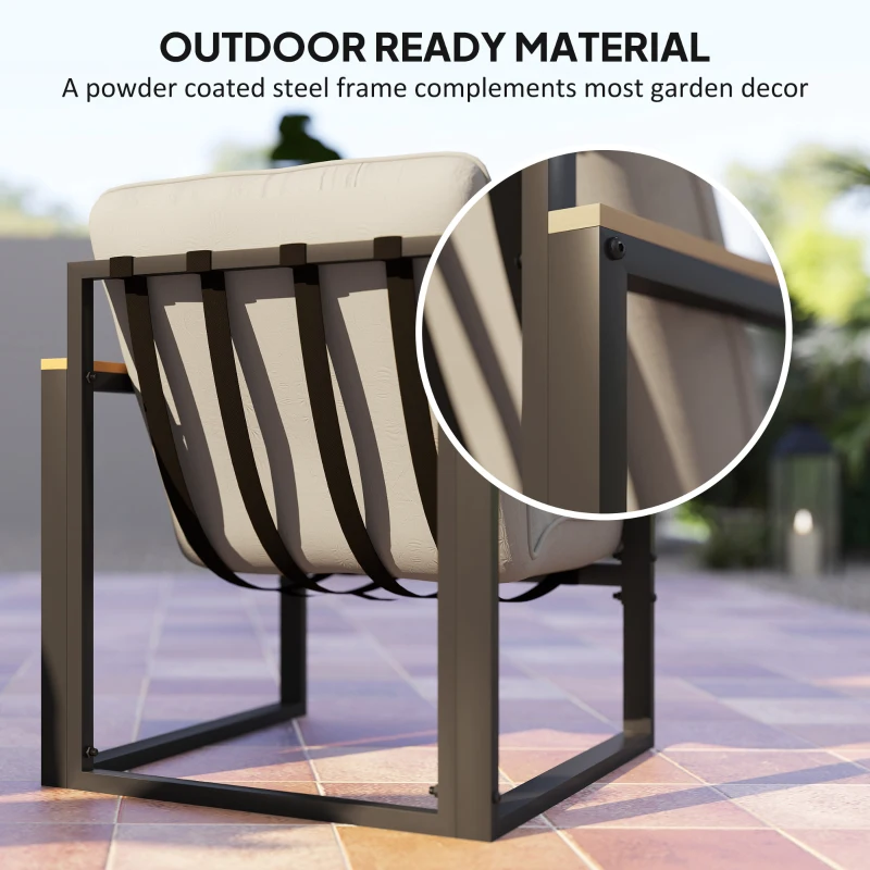 Outsunny 4 Piece Patio Furniture Set, Outdoor Loveseat Sofa Set with Thick Cushions and Coffee Table, Light Grey