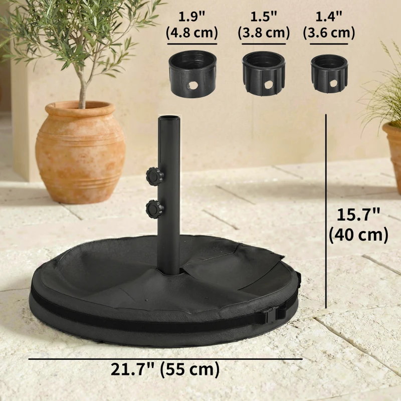 Outsunny Patio Umbrella Base Portable Outdoor Umbrella Stand for Poles 1.4"/1.5"/1.9" Black