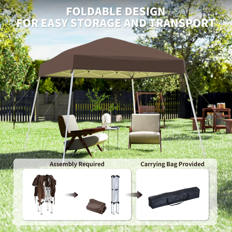 Outsunny 8' x 8' Pop Up Canopy, Outdoor Folding Tent, Portable Party Tent with Carrying Bag for Camping, Party, Picnic, Coffee