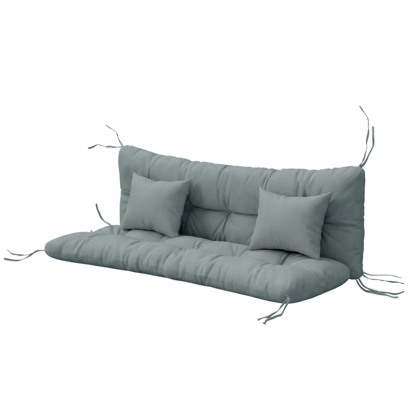 Outsunny 4-Piece Back and Seat Cushion Pillows Replacement and Pillows, Patio Chair Cushions Set with Ties, Light Grey