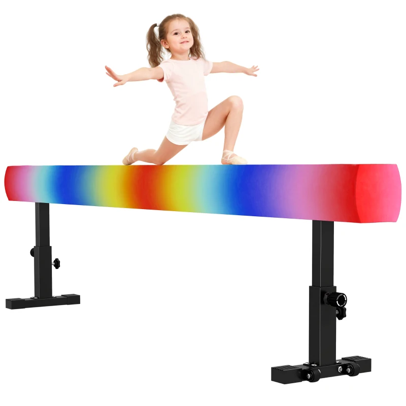 Soozier 7.5ft Adjustable Balance Beam, Gymnastics Beam with Wheels, Gymnastics Equipment for 6+ Years Old Training