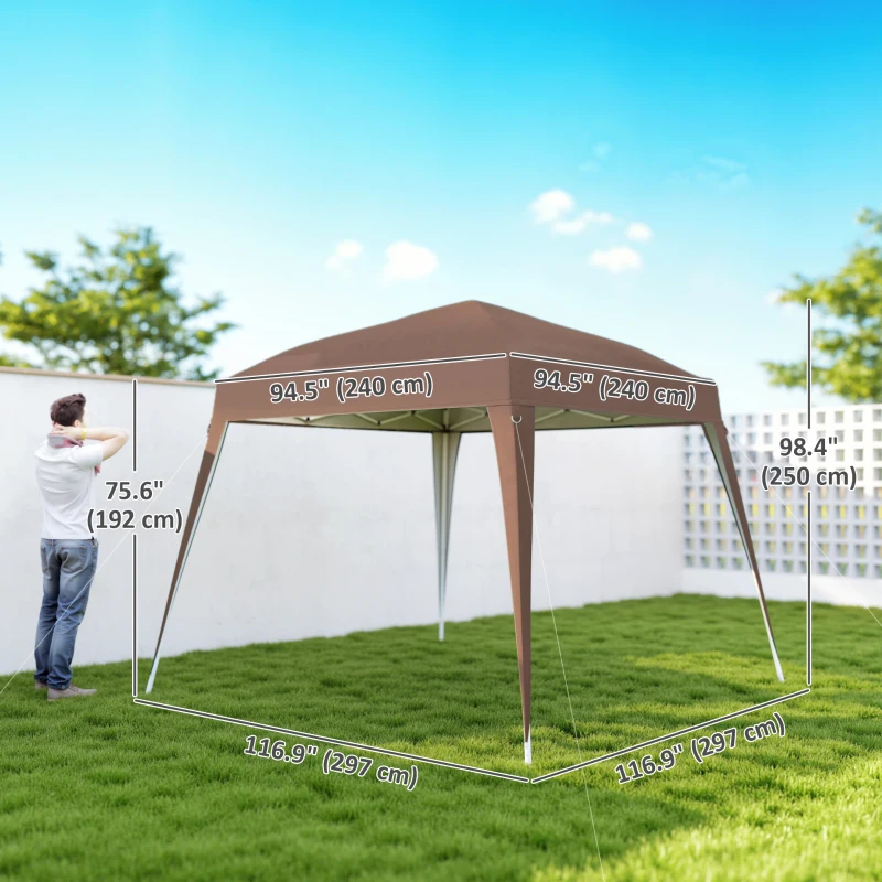Outsunny 8' x 8' Pop Up Canopy, Outdoor Folding Tent, Portable Party Tent with Carrying Bag for Camping, Party, Picnic, Coffee