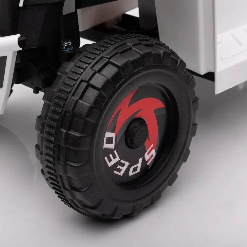 Aosom 6V Electric Toy Car with Back Trailer, Forward Backward, Wear-Resistant Wheels for Ages 18-36 Months, White