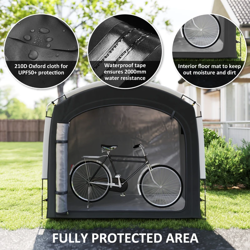 Outsunny Bike Storage Shed Tent, Portable and Waterproof with 210D Oxford Fabric and Carry Bag for 3-4 Bicycles, Black